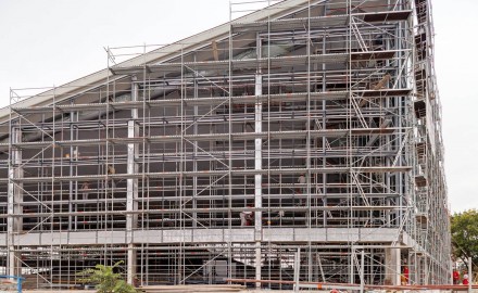 Steel scaffolding on civil building